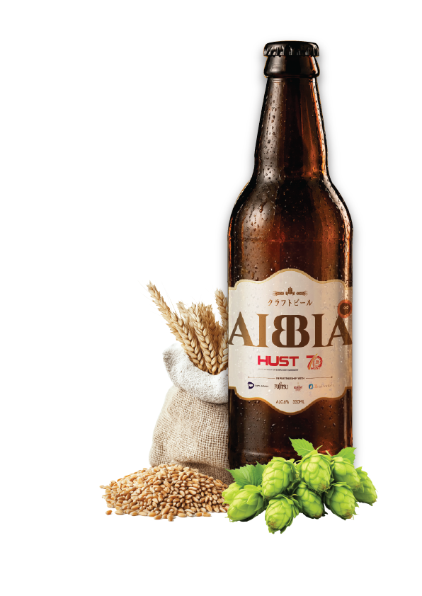 Chai bia AIBIA 330ml cùng lúa mạch và hoa bia